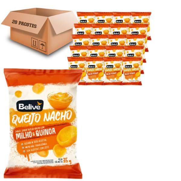 Kit 20 Snack Milho & Quinoa Belive Sabor Queijo Nacho 35G Imagem de Kit 20 Snack Milho & Quinoa Belive Sabor Queijo Nacho 35G