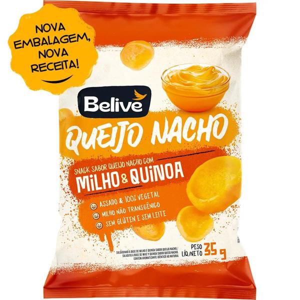 Kit 20 Snack Milho & Quinoa Belive Sabor Queijo Nacho 35G Imagem de Kit 20 Snack Milho & Quinoa Belive Sabor Queijo Nacho 35G