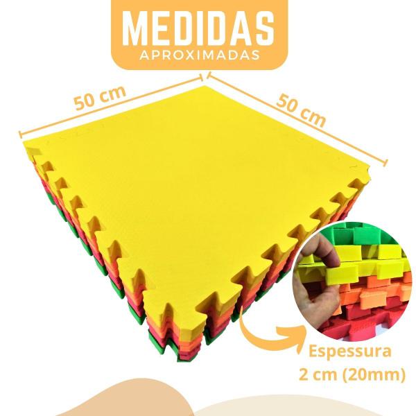 Imagem de Kit 20 Tapete de Eva Tatame Infantil de Atividade Colorido Grande 50x50cm 20mm Grosso Bebe Criança Creche Escola Brinquedoteca Proteção Anti Impacto