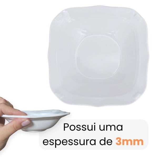 Imagem de Kit 20 Tigelas Quadrada 250 Ml em Melamina Branca para Finger Food  Bestfer 