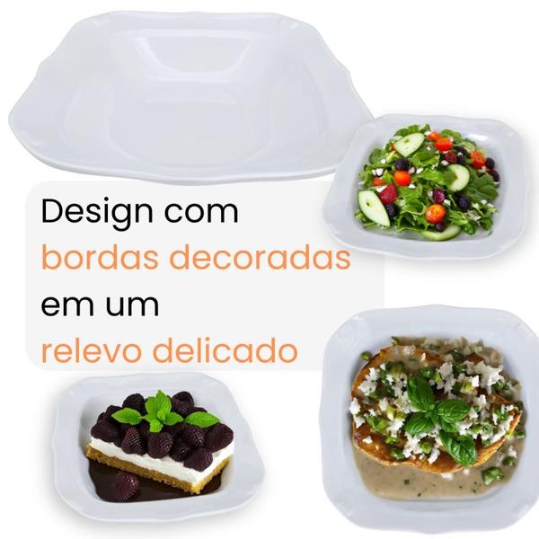 Imagem de Kit 20 Tigelas Quadrada 250 Ml em Melamina Branca para Finger Food  Bestfer 