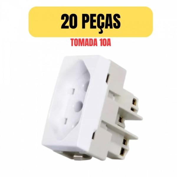 Imagem de Kit 20 tomada 2p+t 10a branca margirius sleek pa016049