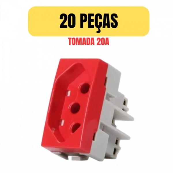 Imagem de Kit 20 tomada 2p+t 20a vermelha margirius sleek pa015918