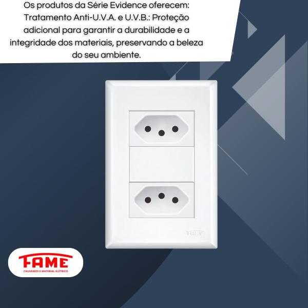 Imagem de Kit 20 Tomada Dupla 4x2 10a Branco Evidence - Fame