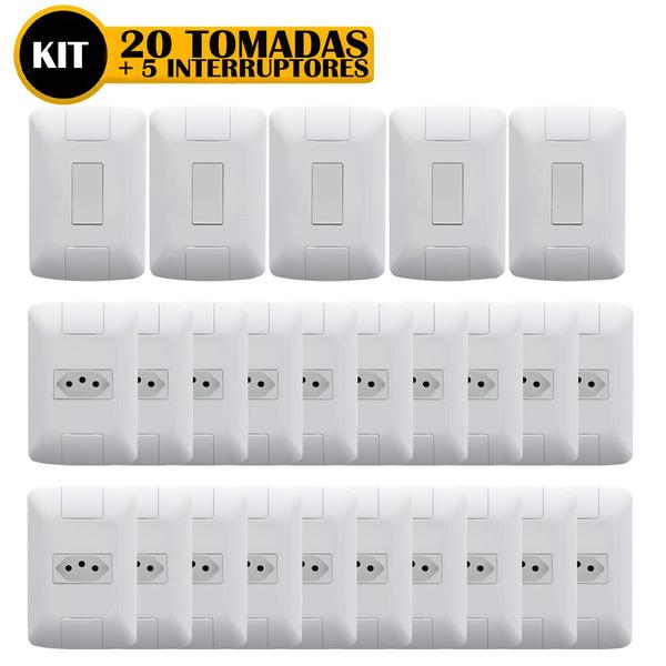 Imagem de Kit 20 Tomadas E 5 Interruptores Tramontina Linha Aria