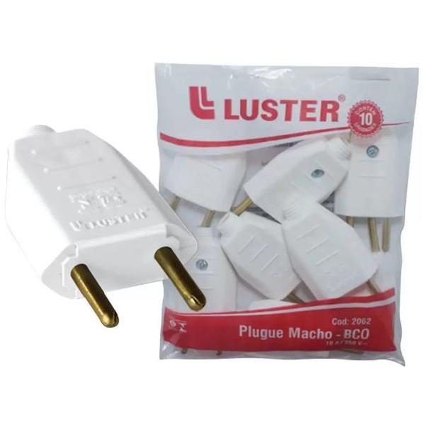 Imagem de Kit 20 un. Pino macho 2 polos Plugue 10A 250V Luster Branco