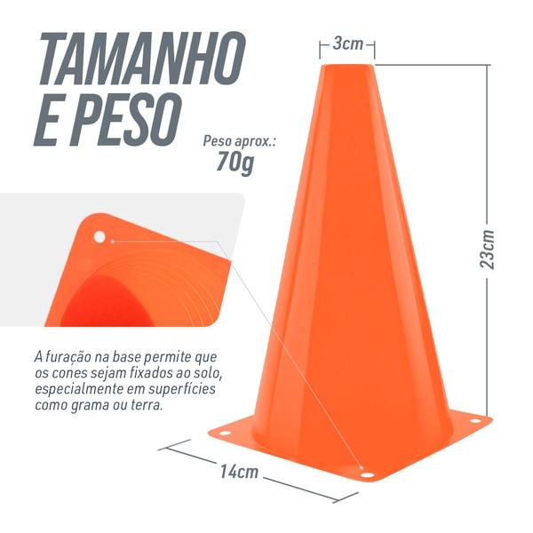 Imagem de Kit 20 Unidades Cones Agilidade 23cm Pista E Campo - Laranja