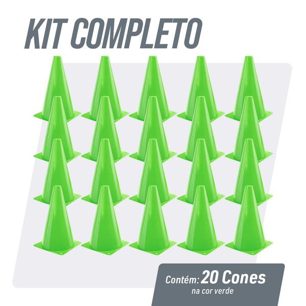 Imagem de Kit 20 Unidades Cones Agilidade 23cm Pista E Campo - Verde