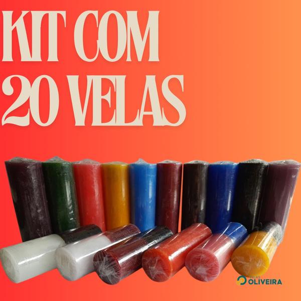 Imagem de Kit 20 Velas De 7 Dias Coloridas 100% Parafina Pura 250g