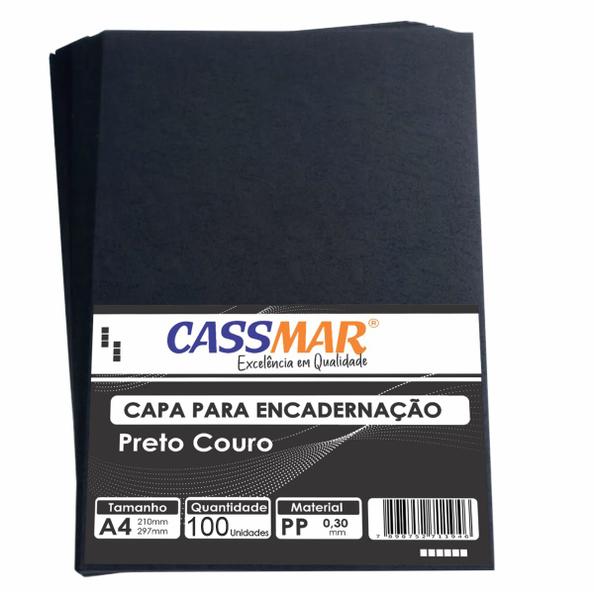 Imagem de Kit 200 Capas Cristal + Preto Couro E 200 Espirais Preto 07mm-09mm