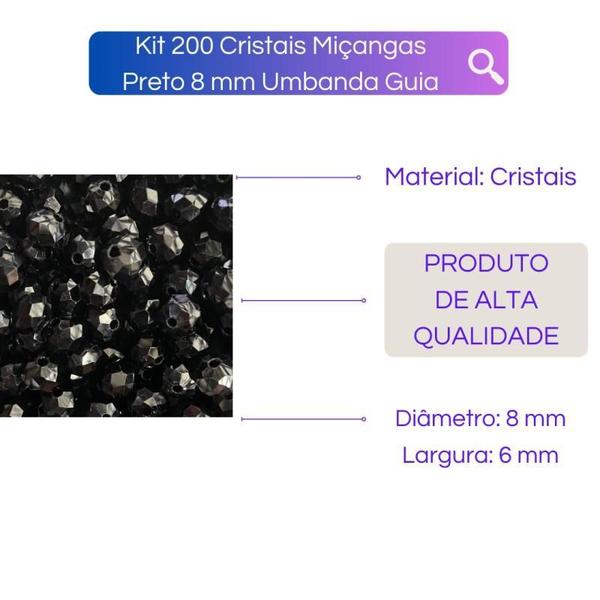 Imagem de Kit 200 Cristais Miçangas 8Mm Umbanda Guia - Escolha A Cor