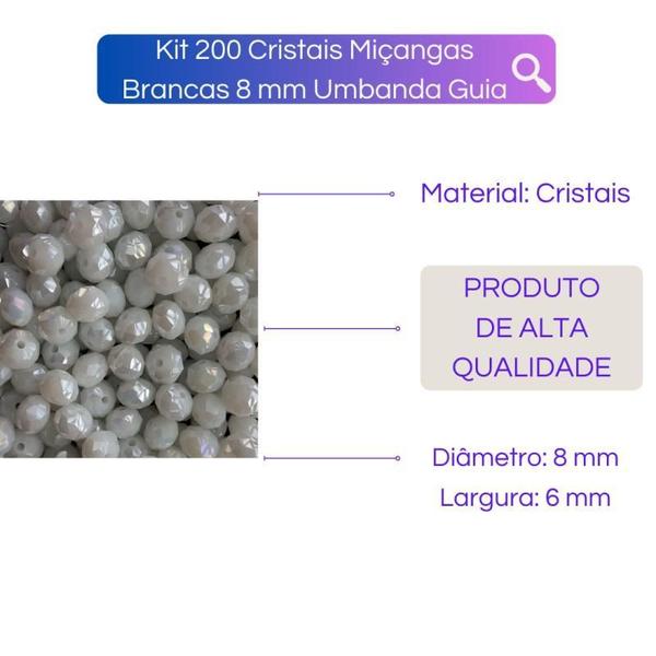 Imagem de Kit 200 Cristais Miçangas 8Mm Umbanda Guia - Escolha A Cor