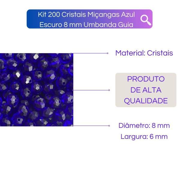 Imagem de Kit 200 Cristais Miçangas 8Mm Umbanda Guia - Escolha A Cor