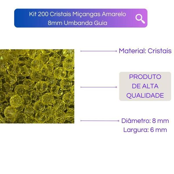 Imagem de Kit 200 Cristais Miçangas Amarelo 8Mm Umbanda Guia