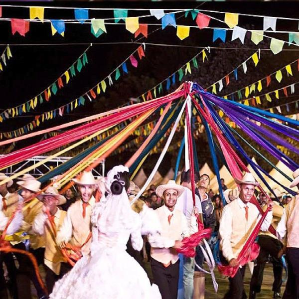 Imagem de Kit 200 Metros Seda Bandeirinha Festa Junina Diversão Caipira São João