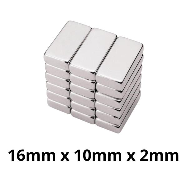 Imagem de Kit 200 Peças Imã Neodímio Bloco Magnético N35  16 x 10 x 2 mm Super Forte Potente