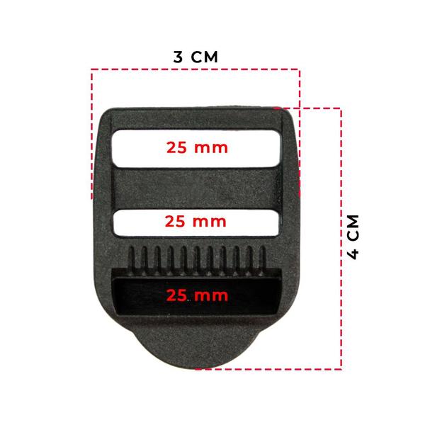 Imagem de Kit 200 Peças Regulador de Alça e Fecho de Engate 25mm