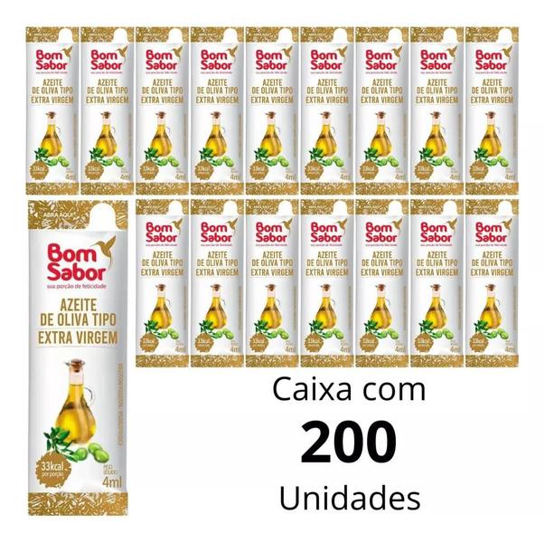 Imagem de Kit 200 Un Azeite De Oliva Extra Virgem Bom Sabor Sachê 4ml