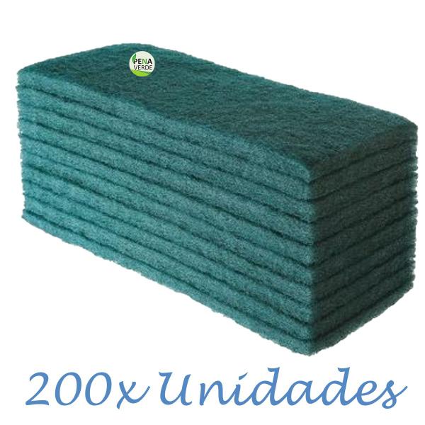 Imagem de Kit 200 Unidades Fibra de Limpeza Geral Verde British Para Azulejos Pisos Corrimãos Panelas Assadeiras Louças Piscinas