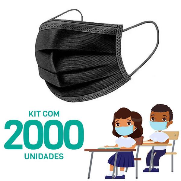 Imagem de Kit 2000 Máscaras Descartáveis para Crianças - Cor Preto