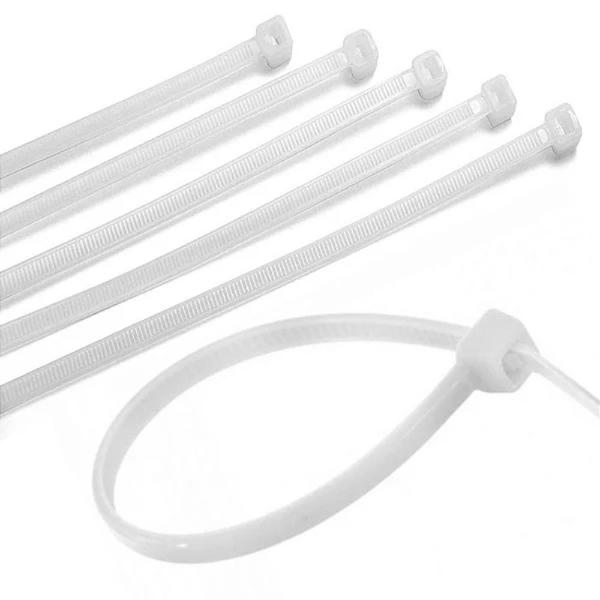 Imagem de Kit 200un Abraçadeira Nylon 2.50mm x 100mm Cinta Plástica Branca Resistente