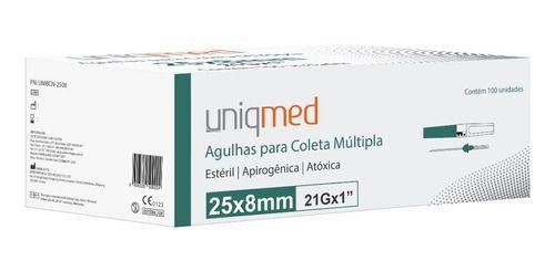 Imagem de Kit 200un agulha para coleta multipla 25x8mm  21g uniqmed