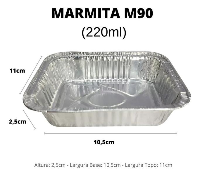 Imagem de Kit 200un Marmita Alumínio Bolo Tampa Plást M90 220ml Leve 2