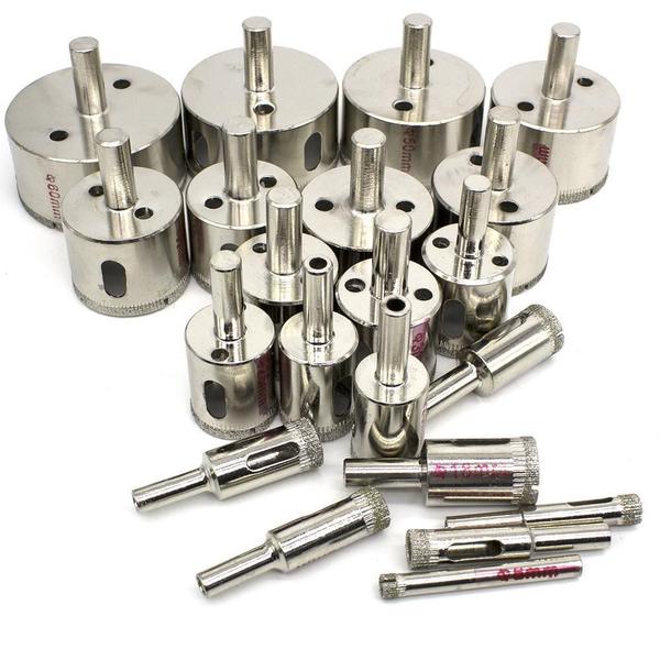 Imagem de Kit 21 Brocas Diamantadas 6 A 60Mm Fura Vidro Mármore Piso