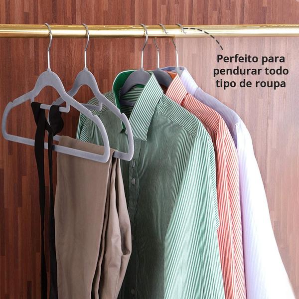 Imagem de Kit 21 Cabides De Veludo Organizador Roupa Armário Cabideiro