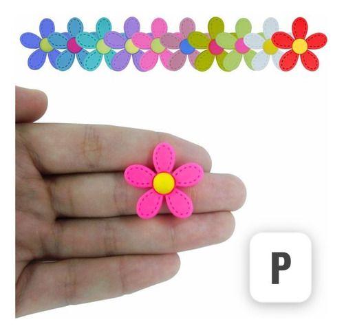 Imagem de Kit 22 Apliques Silicone Flores Coloridas Para Laços Tiaras