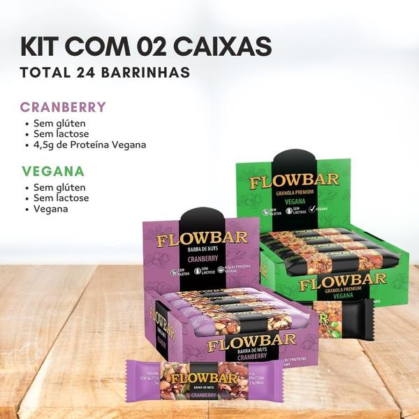 Imagem de Kit 24 Barrinhas Nuts Cranberry / Granola Vegana Flowbar