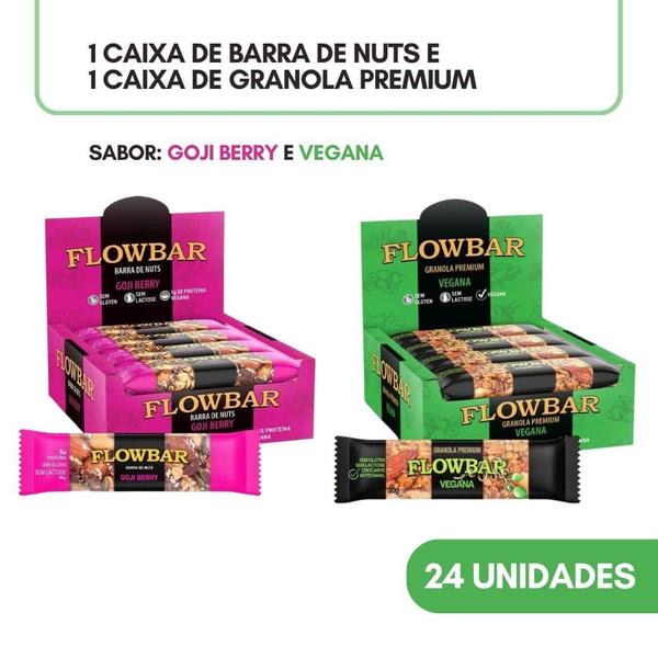 Imagem de Kit 24 Barrinhas Nuts Goji Berry e Granola Vegana Flowbar