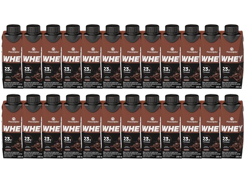 Kit 24 Bebida Láctea Piracanjuba Whey Cacau - Zero Lactose 250ml Imagem de Kit 24 Bebida Láctea Piracanjuba Whey Cacau