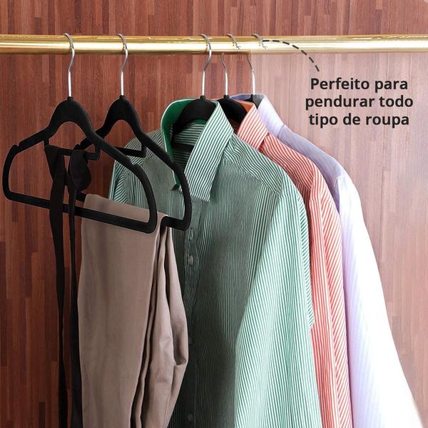 Imagem de Kit 24 Cabides De Veludo Organizador Roupa Armário Cabideiro