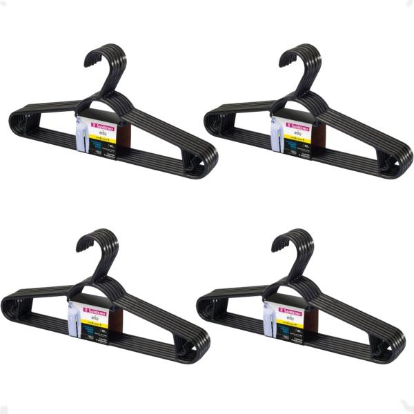 Imagem de Kit 24 Cabides Pendura Mais resistente Preto 40x18cm SanRemo