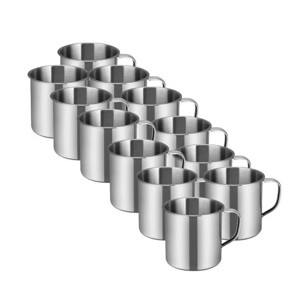 Imagem de Kit 24 Caneca Inox 320ml Polida Praticidade e Sofisticação Elegância Lisa Cozinha