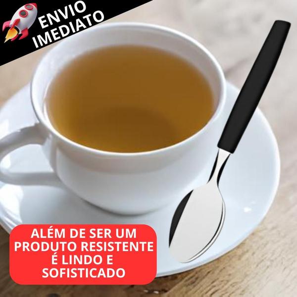 Imagem de Kit 24 Colher Colheres de Chá Café Em Inox Cabo de Plástico Resistente Qualidade Premium