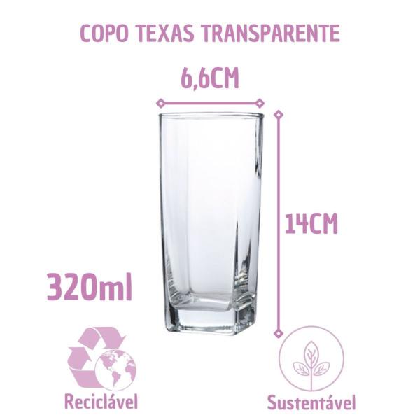 Imagem de Kit 24 Copos Vidro 320ml 12 Transparente / 12 Cinza Texas Agua