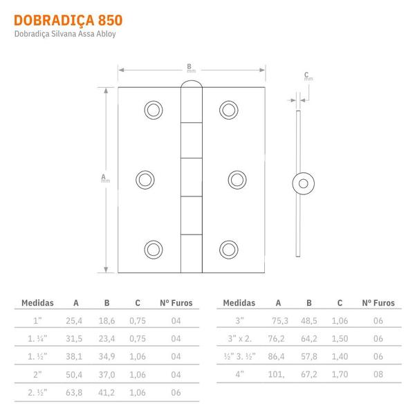 Imagem de Kit 24 Dobradiças Silvana 850 Até 20kg - 3" Oxidado