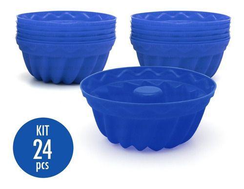 Imagem de Kit 24 Formas Mini Pudim Cupcake Bolo Assadeira Silicone