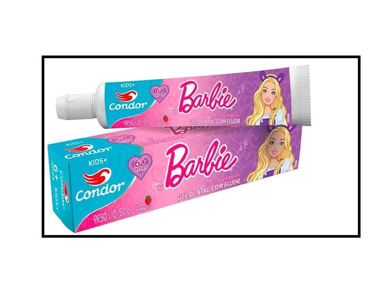 Imagem de Kit 24 Gel Dental Com flúor Barbie Sabor Morango - Condor