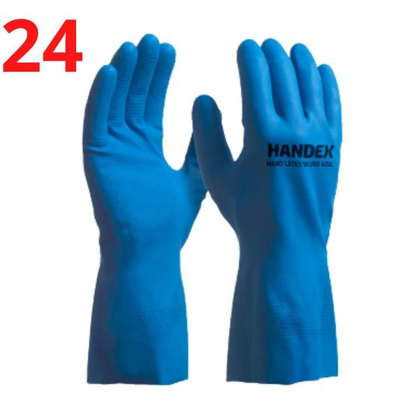 Imagem de Kit 24 luva hand látex silver azul handex c.a 47063