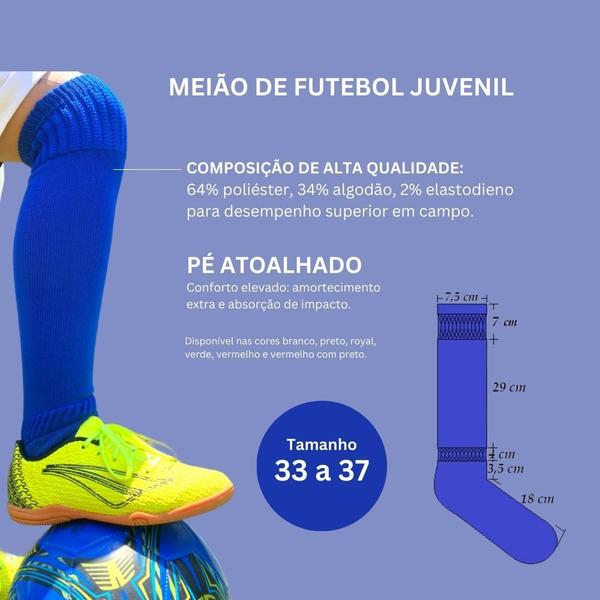 Kit 24 Meiões de Futebol Juvenil Atoalhados - Tamanho 33/37 - Ramote Imagem de Kit 24 Meiões de Futebol Juvenil Atoalhados - Tamanho 33/37