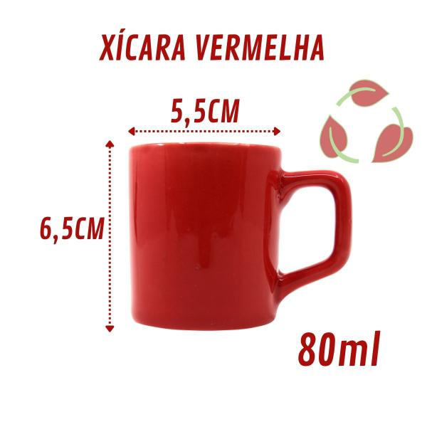 Imagem de kit 24 Mini Canecas Chá 80mL Xícaras Vermelho Café Expresso