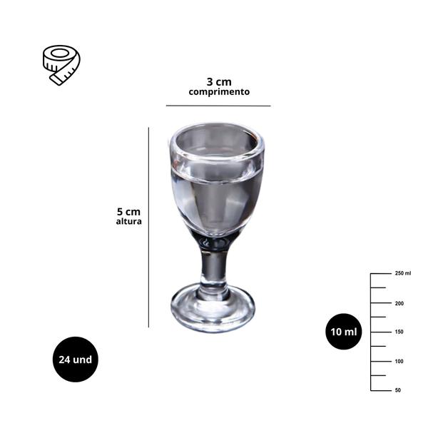 Imagem de Kit 24 Mini Taça Licor Dose De Vidro 10ml Design Elegante Evento Degustação