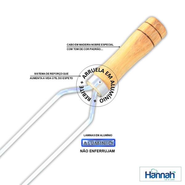 Imagem de Kit 24 Pçs Espeto Churrasco Alumínio Duplo Quadrado Reforçado Cabo Madeira ou Cabo Alumínio  Vários Tamanhos - Hannah - 