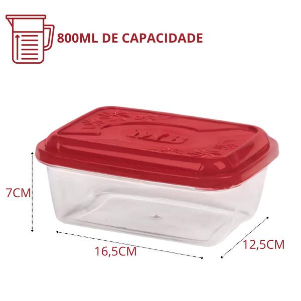 Imagem de Kit 24 Potes 800Ml Marmita Fitness Freezer e Microondas