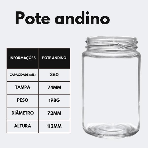 Imagem de Kit 24 Potes Andino 360Ml Com Tampa Metálica