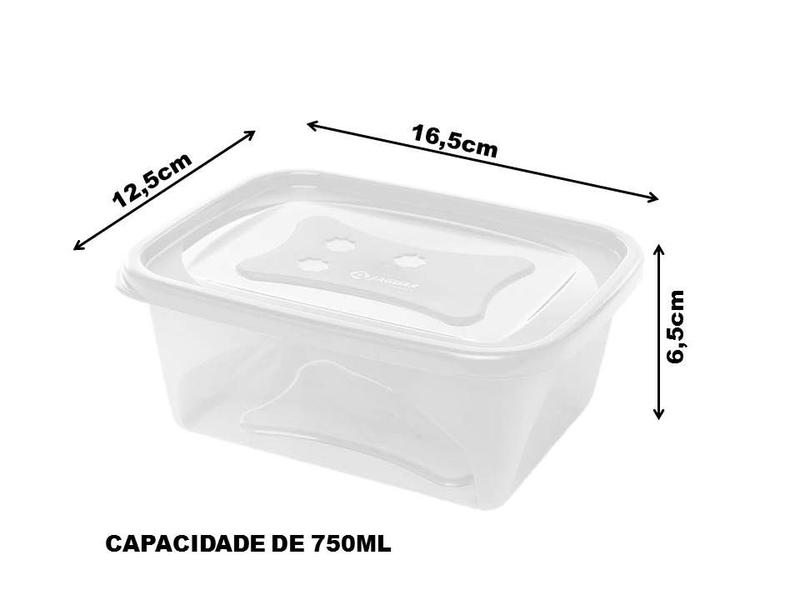 Imagem de Kit 24 Potes Com Tampa 750Ml Para Marmita Fitness Dieta Fit