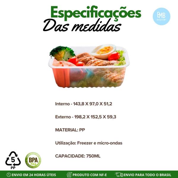 Imagem de kit 24 Potes De Plastico Para Marmita Fit Para Freezer 750ml